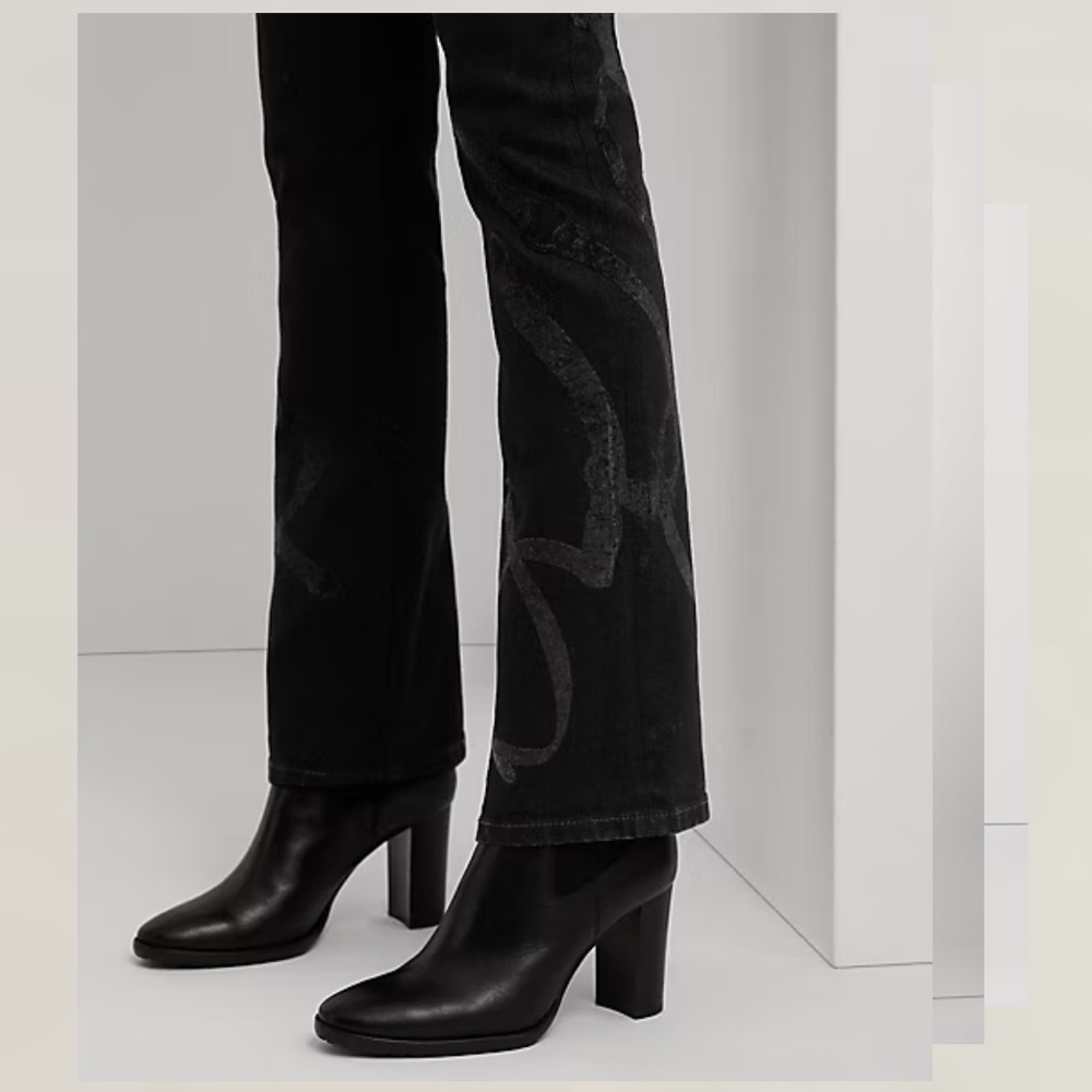 Ralph Lauren Belting-Print High Rise Boot Jean